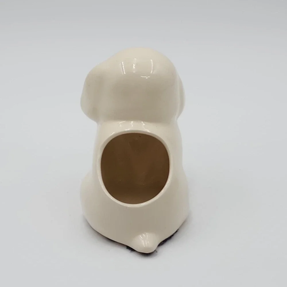 Block California Pottery Puppy Dog Open Eyes Planter Cotton Ball Dispenser 1940s